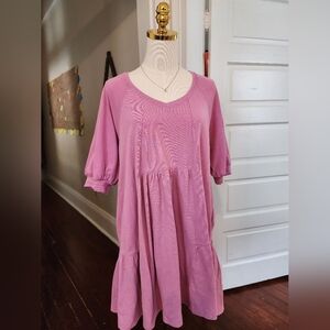 Code X Mode Pink Babydoll Style Mini Dress Pockets, Size Medium